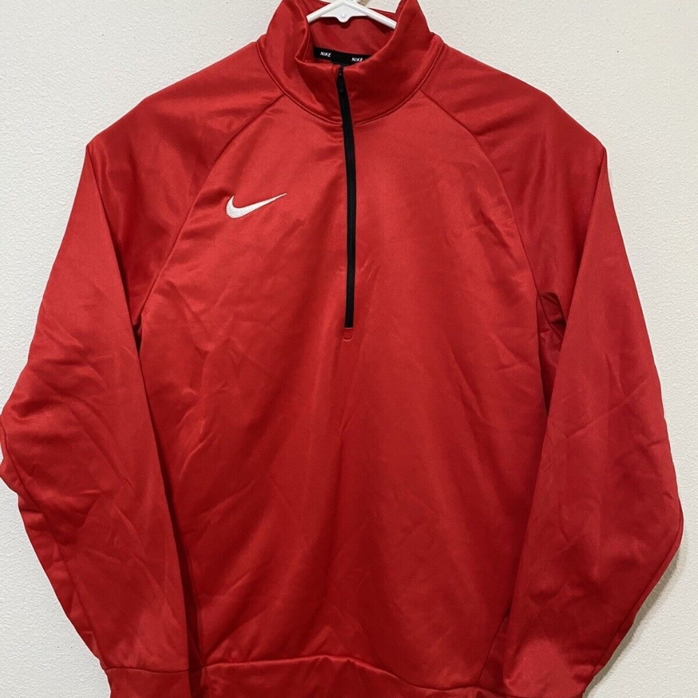 Nike Dri-Fit Mens 1/4 Zip Golf Pullover Activewear Jacket Medium Red Polyester